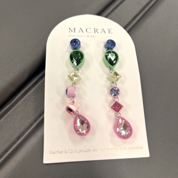 NWT 🌈 Macrae & Co. MultiColored crystals gorgeous Earrings - Picture 1 of 9